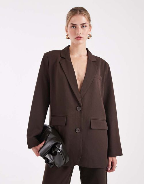 Oversized tailored blazer co-ord in chocolate brown