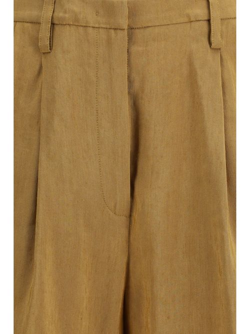Linen Viscose Blend Bermuda Shorts — Gold