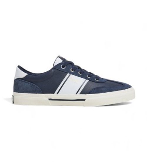 Pepe Jeans for man. PMS31060 Kenton Club navy leather trainers (46), Flat, Suede, Laces, Casual