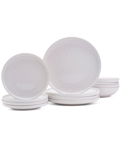 Modern Speckle White 12 Pc. Dinnerware Set, Service for 4 - Speckled White