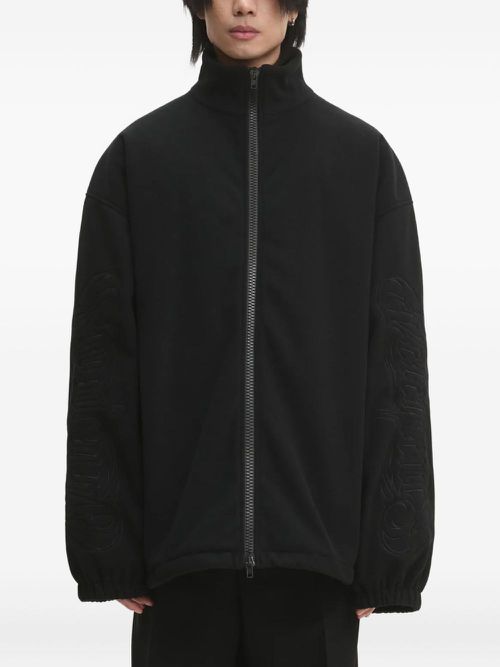 Logo-embossed zip-up jacket - Black