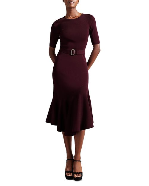 ted baker women's samalee knit midi dress reviews Ted Baker | Samalee knitted midi dress in dark red