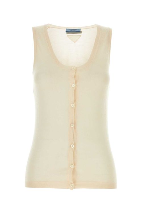 Cashmere-Silk Blend Vest — Beige