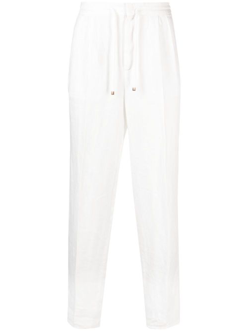 Straight-leg linen trousers - White