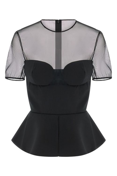 'Tailored Bustier With Sheer Neckline' Top