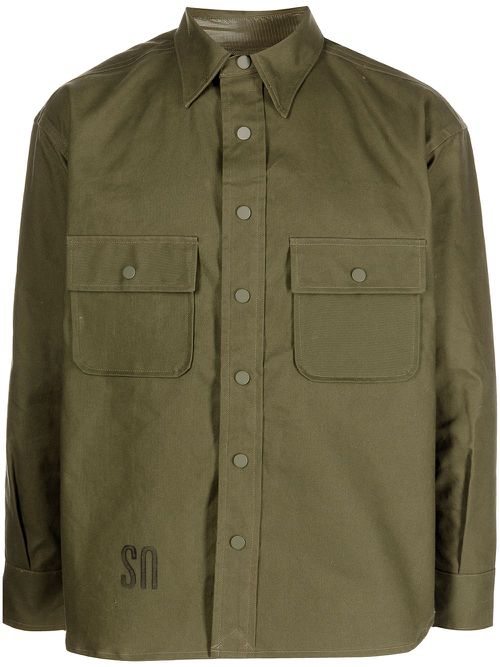 Logo-print cargo shirt - Green
