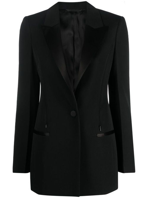 Single-breasted wool blazer - Black