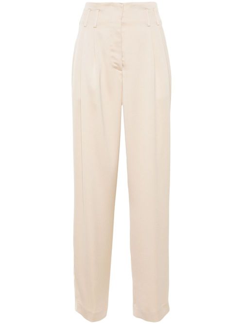 Satin-finish palazzo pants - Neutrals