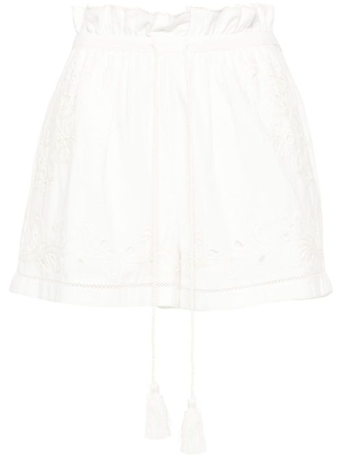 Broderie-anglaise paperbag shorts - White