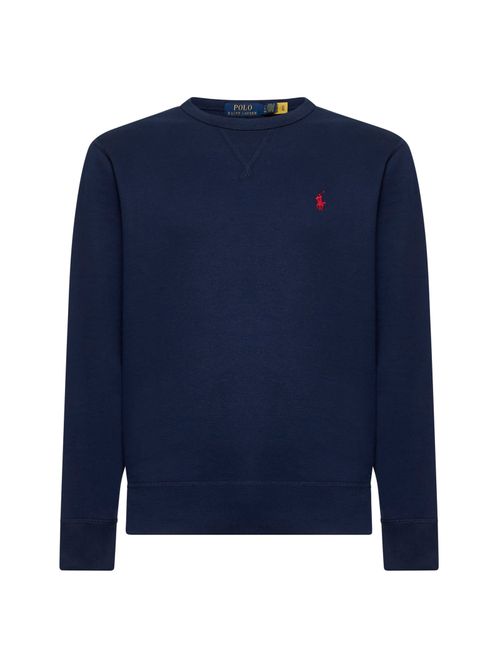 Cotton-Blend Crewneck Sweatshirt — Navy