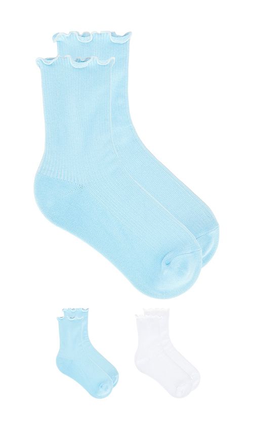 WellBeing + BeingWell Ruffle Sock 2 Pack in Blue