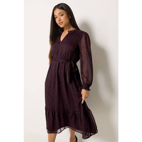 M&co Petite Ruffle Midi Dress In Purple