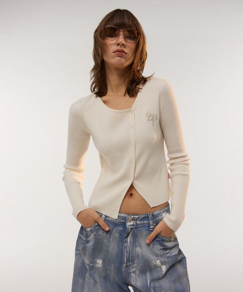 Unbalanced slim cardigan 