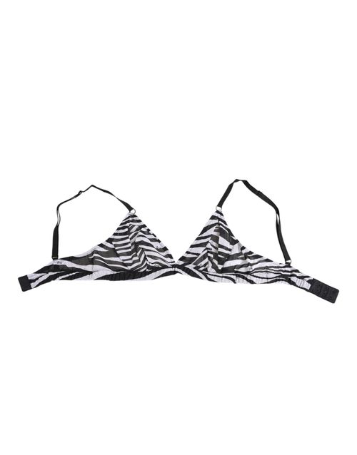 Zebra-Print Mesh Bralette — Black
