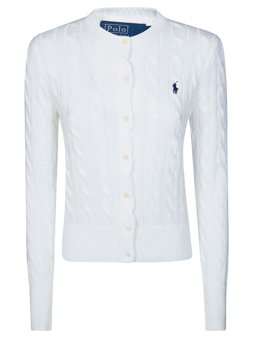 Women's Braided Crewneck Cardigan with Logo