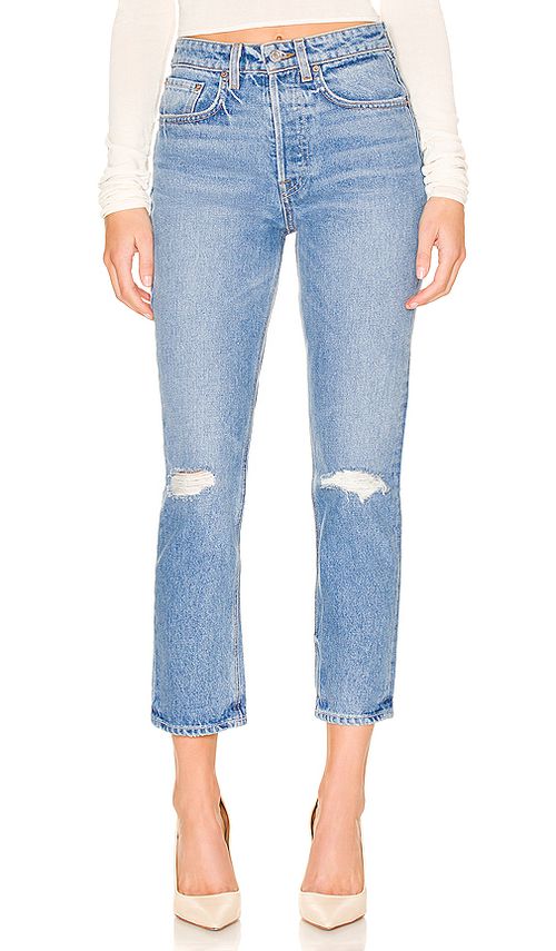 GRLFRND Karolina High Rise Straight Crop Jeans in Ellis Island - Denim-Light. 31 also in