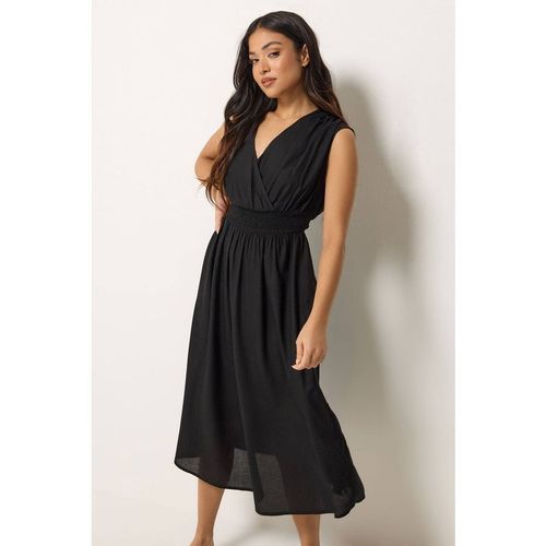 Pixiegirl Petite Shirred Waist Midi Dress In Black