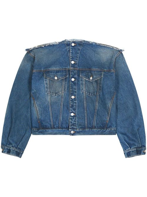 Frayed-edge denim jacket - Blue