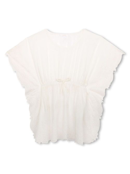 Ruffle-detailing organic cotton dress - White