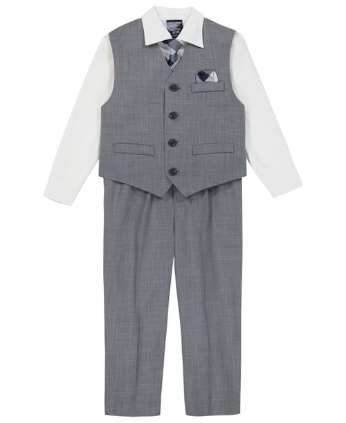 Baby Boys Deco Sharkskin Vest, 4-Piece Set - Light Grey