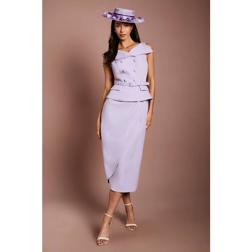 Coast Women's Lisa Tan Bow Detail Waistcoat Midi Dress in Lilac