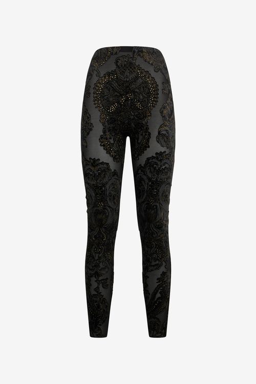 Devoré Chenille Leggings With Ornamental Print