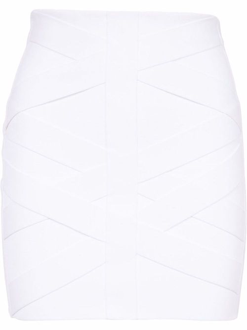 High-waisted panelled mini skirt - White