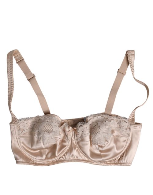 Silk Underwired Balconette Bra — Beige