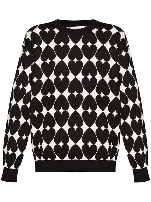 Intarsia-knit jumper - Black