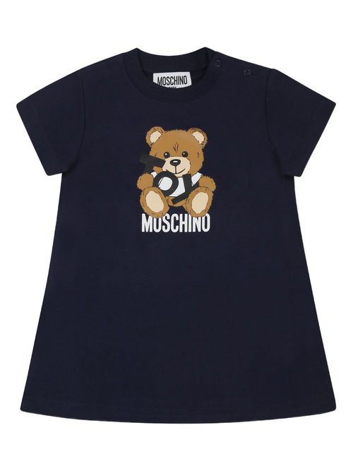Teddy Bear-print mini dress - Blue
