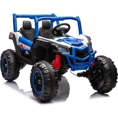 Garvee 2 Seater Ride on Car for Kids, 24V Powered Electric Off-Road UTV Ride Toy, Electric Vehicle with Remote Control, LED Lights, Bluetooth, 3 Speeds, Horn, 2 Spring Suspension Blue