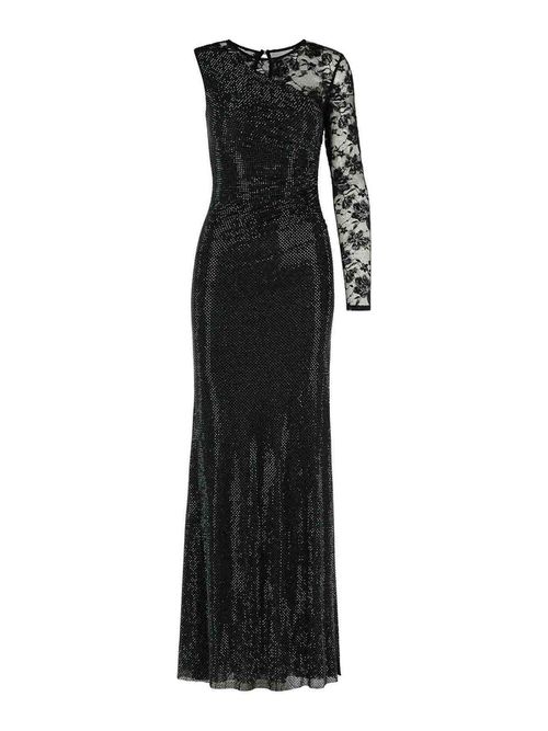 Rhinestone Black Polyester Dress