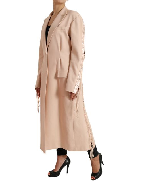Cotton Blend Single-Breasted Coat — Beige