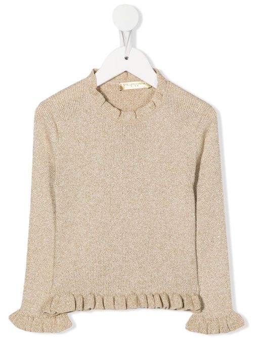 Ruffle-detail knit jumper - Gold