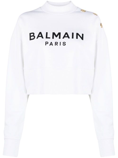 Logo-print cropped sweatshirt - White