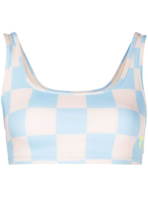 Checked cut-out sports bra - Blue
