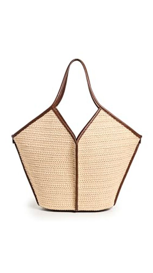 Hereu Women's Calella Raffia Bag, Natural/Chestnut, Tan, One Size