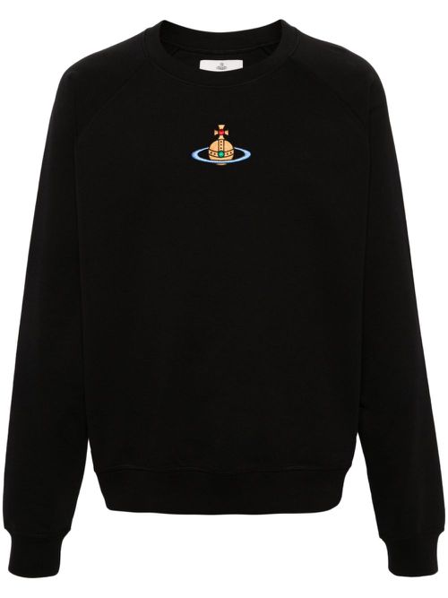 Orb-embroidered cotton sweatshirt - Black