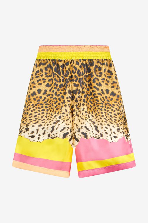 Cavalli Pop Print Silk Bermuda Shorts