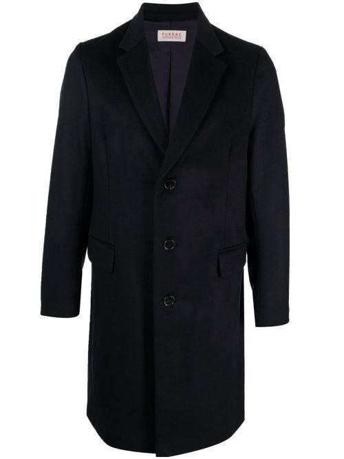 Cashmere single-breasted coat - Blue