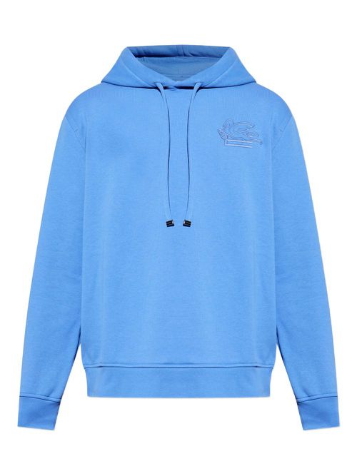 Logo-embroidered hoodie - Blue