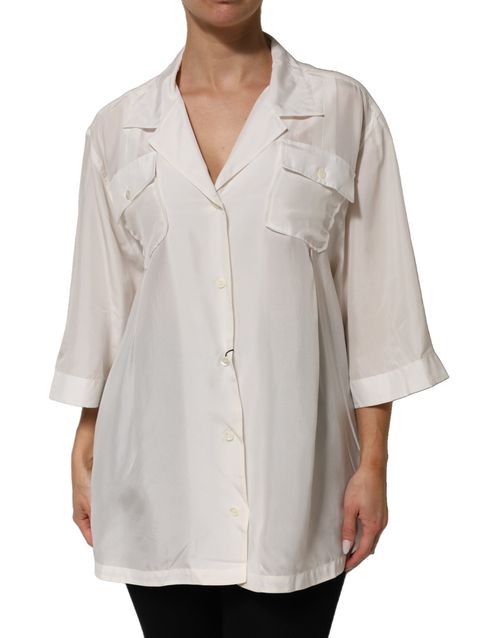 Silk Collared Blouse — White