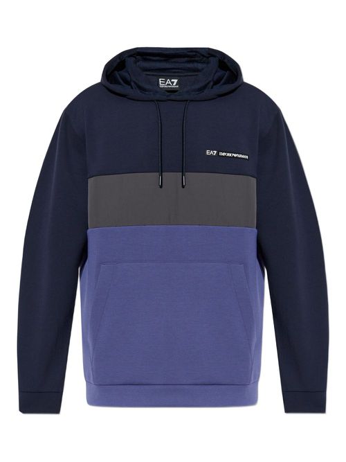Colour-blocked hooded sweatshirt - Blue