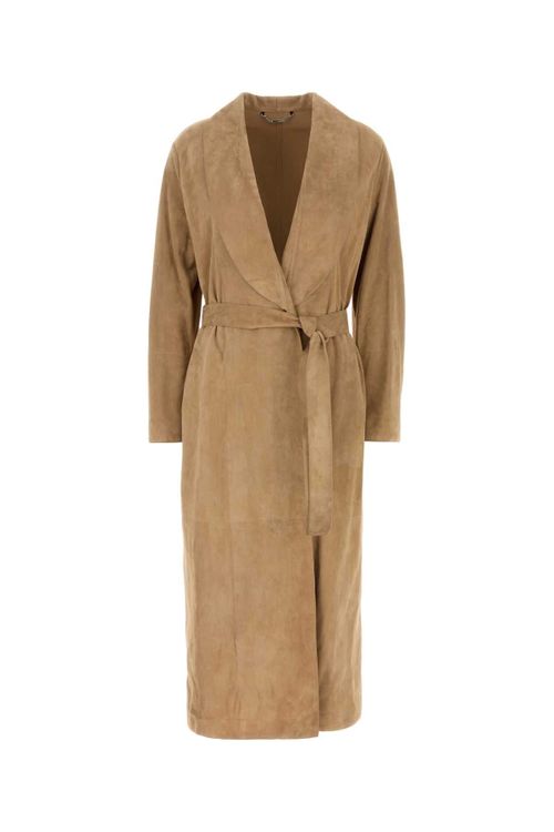 Suede Trench Coat — Beige