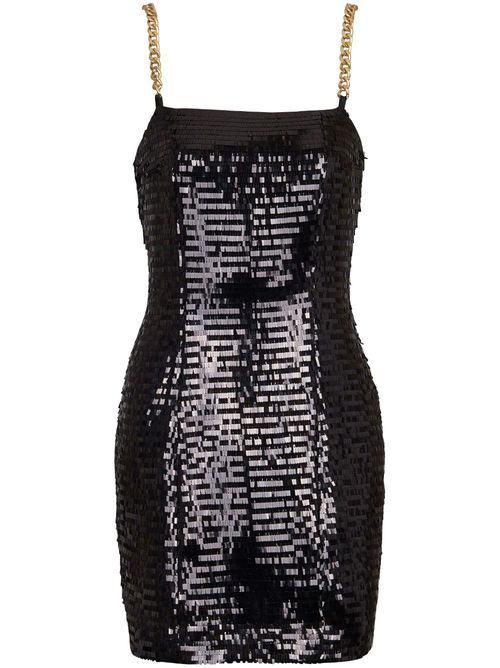 Sequin chain-link short dress - Black