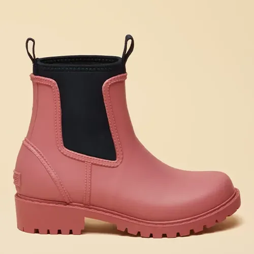 Joules Pink Blue Oakfield Short Neoprene Lined Wellie