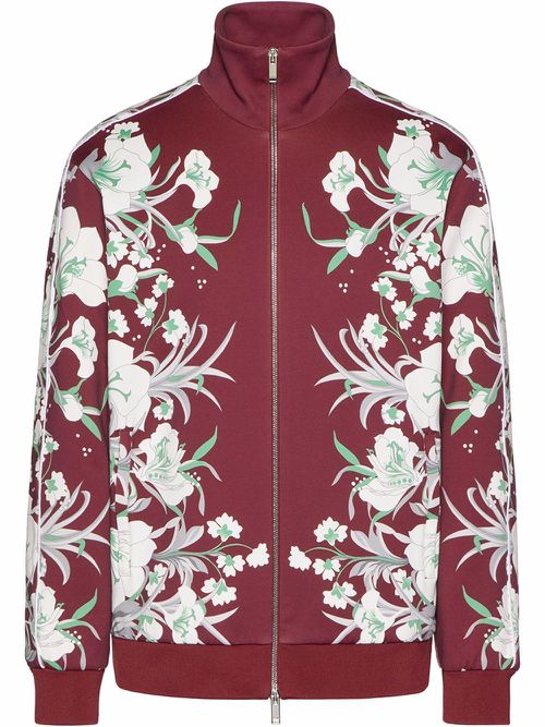 Graphic-print zip-fastening jacket - Red