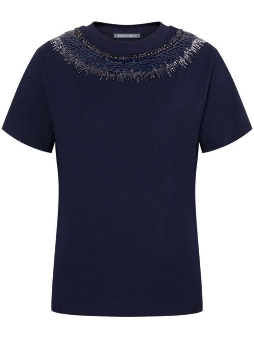 Sequin-embellished T-shirt - Blue