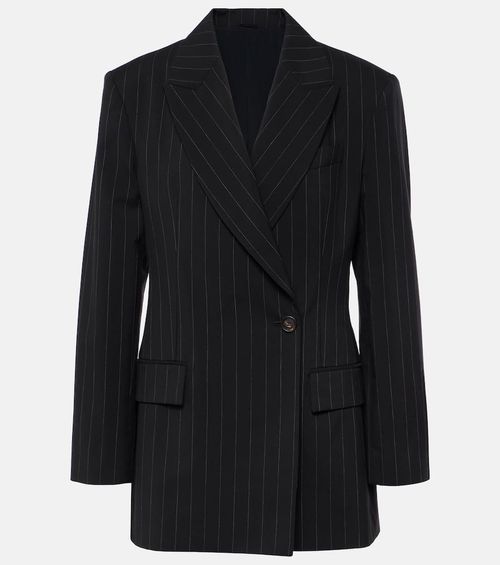 Pinstripe wool and cotton blazer