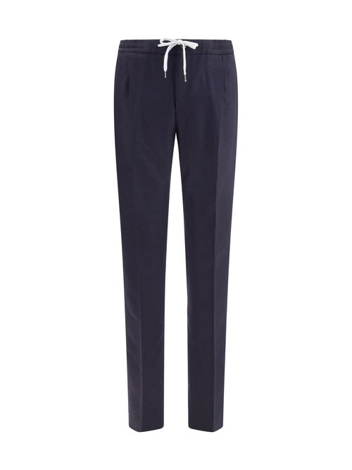 Wool-Blend Soft Trousers — Navy